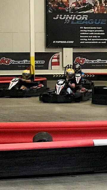 steph, kendrick, and justin on the racing track
